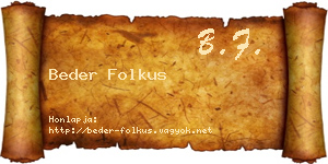 Beder Folkus névjegykártya